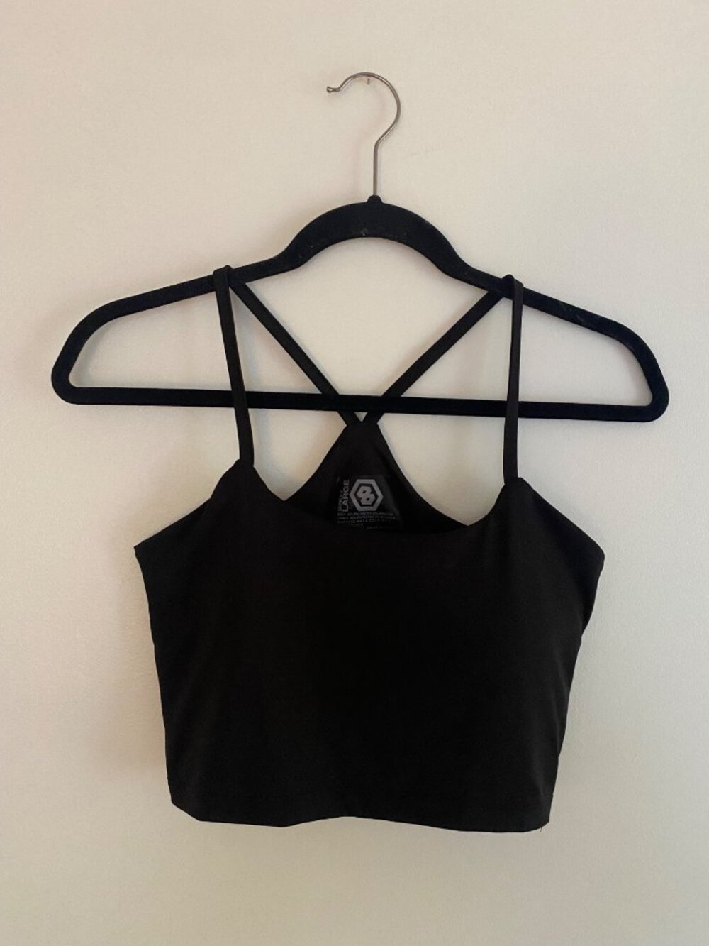 Black Strappy Racer-Back Sports Bra By Series 8 Size Large